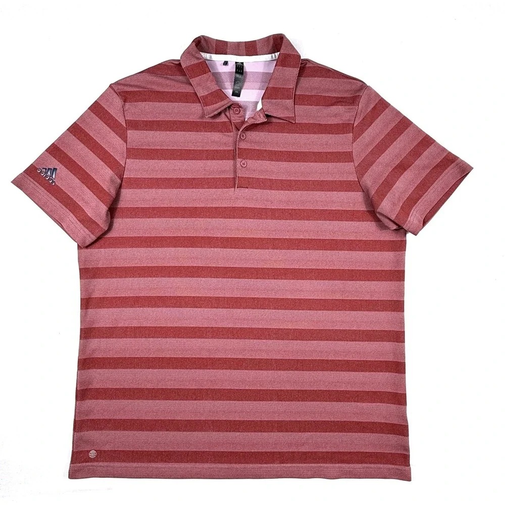 Adidas Mens Polo Shirts BUNDLE Blue‎ Maroon Striped Golf Performance XL